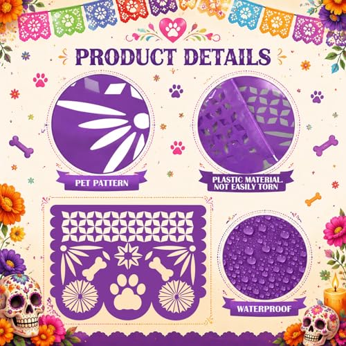 Pet Day of the Dead Banner Set - 6 Vinyl Decorations for Celebrations