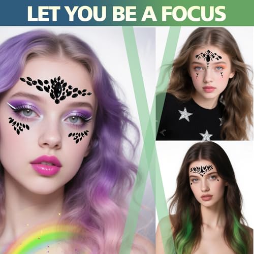 Black Tears Face Jewels Tattoo Body Gems Stickers - Variation BLA