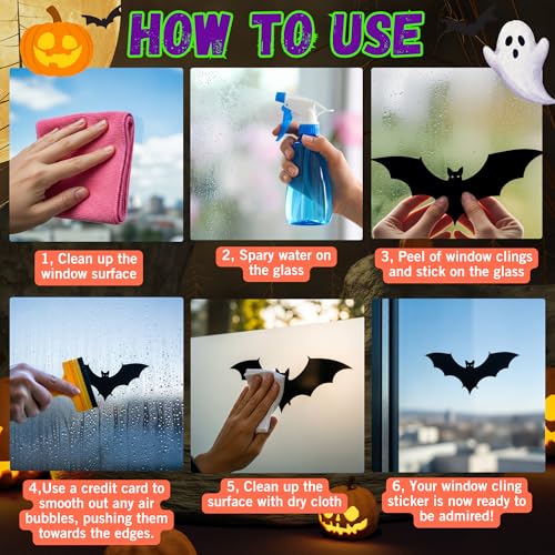 Halloween Window Clings - Spooky Decorations for Indoor & Outdoor Use - 8 Sheets