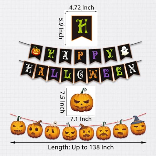 Halloween 3D Bat Wall & Window Stickers Set with Banners - Reusable Party Decorations
