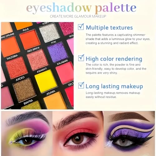 Colorful Eyeshadow Palette 45 Colors Matte Shimmer Metallic Long Lasting Makeup