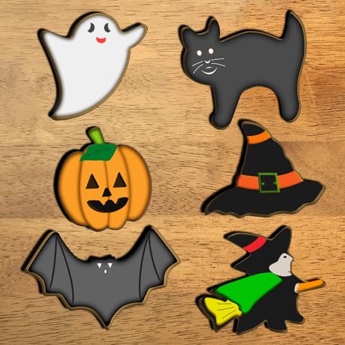 Halloween Cookie Cutter Set - Ghost Pumpkin Bat Witch Hat 6Pcs Halloween Baking