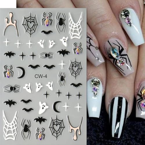 Halloween Spider Nail Stickers - Spider Style Self-Adhesive Nail Decals, 6 Sheets