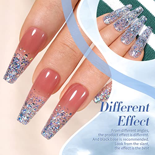 Holographic Glitter Silver Nail Polish - 10ML Sparkling Sequin Effect - Born Pretty