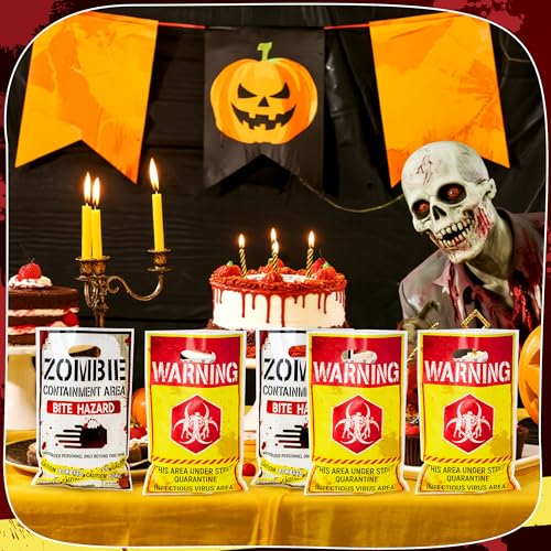 Halloween Zombie Party Favor Bags - 50 Pack Scary Treat Gift Bags with Handles
