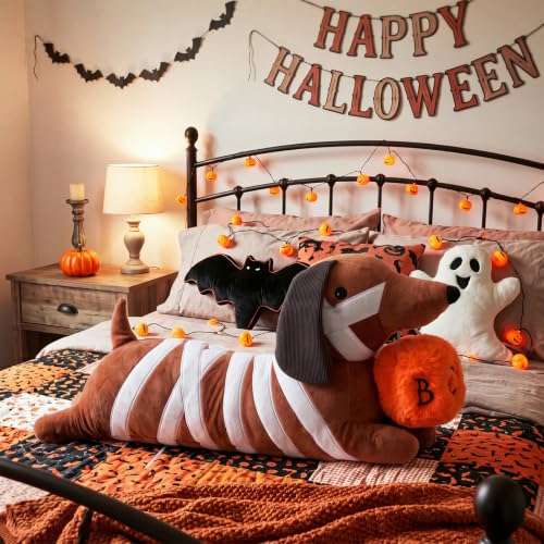 Halloween Mummy Dachshund Pillow - 19 Inch Cute Seasonal Decor - Variation of THIS listing