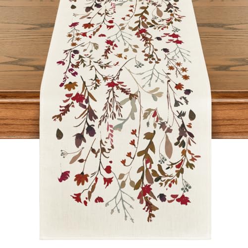 Halloween Table Runner 13x72 Inch Brown Red Spun Polyester Home Decor