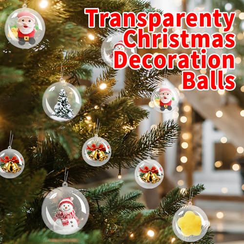 50 Pcs Clear Fillable Christmas Ornaments - 5 Sizes DIY Transparent Decoration Balls