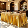 Dark Gold Satin Table Skirt 17ft for Rectangular Tables Party Decorations