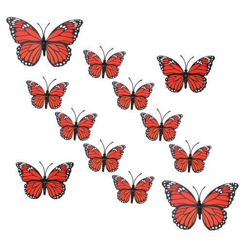 12PCS Monarch Butterfly Wall Decorations with Adhesive Dots - Halloween & Autumn Decor