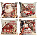 24x24 Christmas Throw Pillow Covers Set of 4 - Holiday Santa & Winter Decor