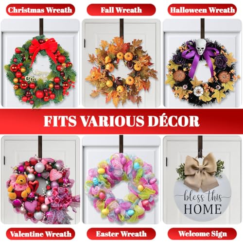Nickel Metal Wreath Hanger for Front Door - Adjustable Over Door Hook