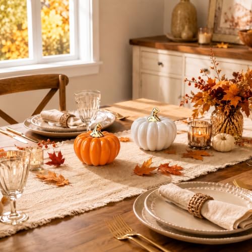 Orange Ceramic Pumpkin Decor - Fall Thanksgiving Halloween, 4.7 Inch - Variation of THIS listing