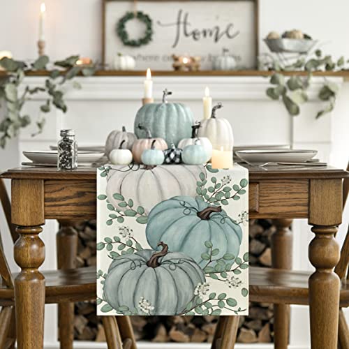 13x108 Inch Fall Table Runner - Teal Polyester Home Decor for Parties & Holidays
