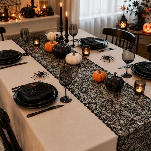 Halloween Spider Web Table Runner 12x72 Inch Indoor Decor