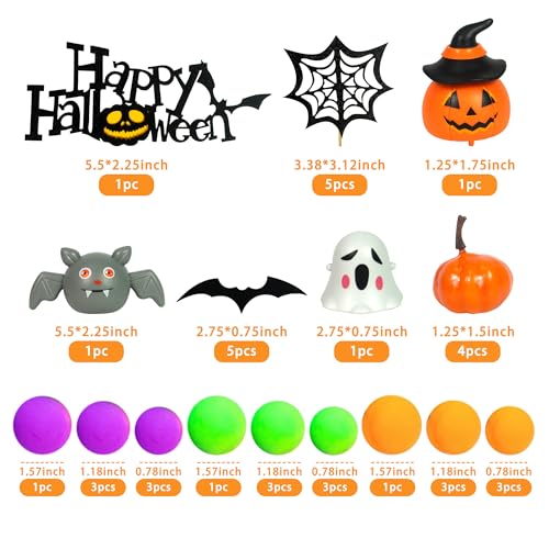 Halloween Cake Toppers Set with Pumpkin Bat Ghost Ball Decorations - Style 01