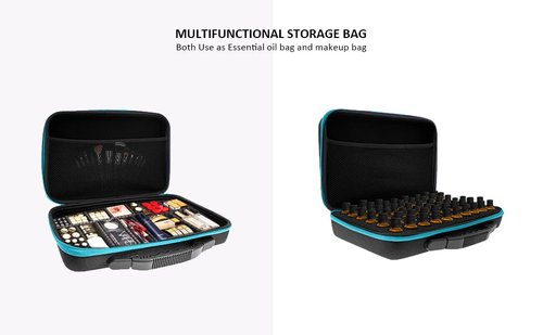 Essential Oil Storage Organizer,60 Bottle EVA Essential Oil Case Essential Oils Box,Essential Oil Storage Carrying Case Holds 5ml- 15ml For Doterra & Young Living,Come with Labels & Bottle (Blue)