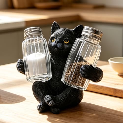 Black Cat Salt and Pepper Shakers Set Halloween Kitchen Decor - Variation of THIS listing