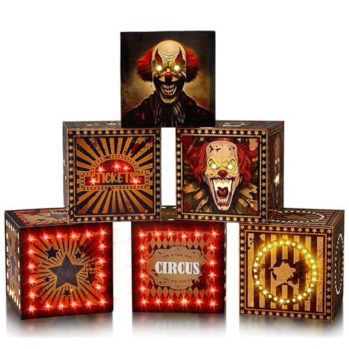 Halloween Circus Clown Decoration Gift Boxes with LED Lights - 6 Pack