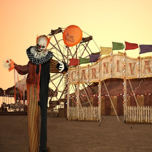Life-Size Talking Clown Halloween Animatronic - 65 Inch Outdoor Indoor Decoration with Lights & Motion