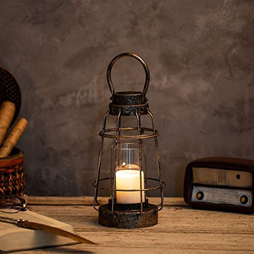 Nuptio Hurricane Candle Lantern Set Small & Large Rustic Farmhouse Hanging & Free-Standing