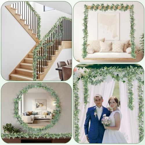 2-Pack Faux Eucalyptus Garland - 11.8FT Artificial Vines for Home & Wedding Decor (Green, 2 Pcs)
