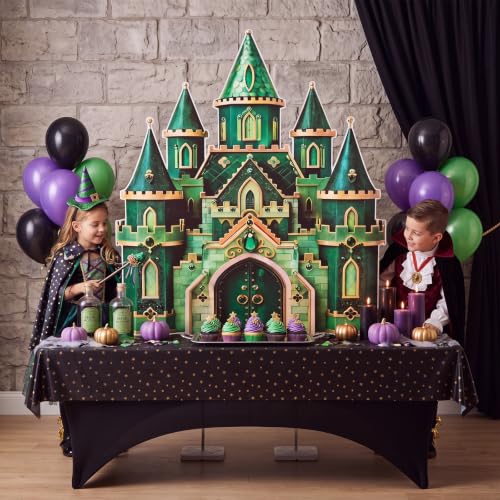 Green Castle Cardboard Cutout - 4.5 ft Halloween Wizard Party Decor - Life Size Photo Booth Standee