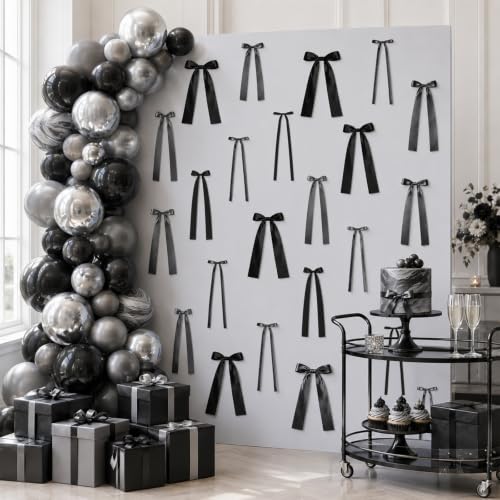 Black Bow Wall Decor - Halloween & Birthday Party Decorations - Variation: Black