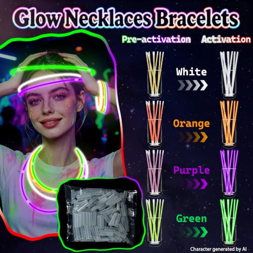 150-Piece Glow Stick Party Supplies Bulk Set with Necklaces & Bracelets - Halloween Neon Favors
