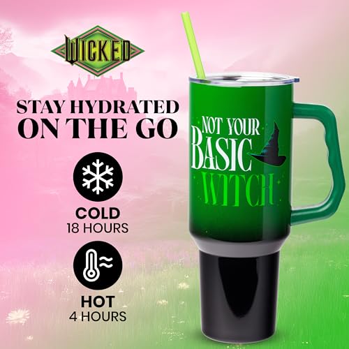 40oz Stainless Steel Tumbler with Handle - Wicked Elphaba Not Your Basic Witch Variation