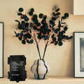 Halloween Tree Branches with Lights - 2ft 8in Black Eucalyptus with Timer, Orange & Warm White LED for Mantle Decor