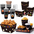 Halloween Movie Night Snack & Drink Set - 24 Sets of Trays Cups Straws