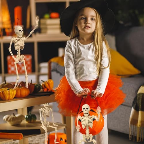 16-Inch Posable Halloween Skeleton Decorations - 5 Pack for Haunted Houses & Lawn Decor
