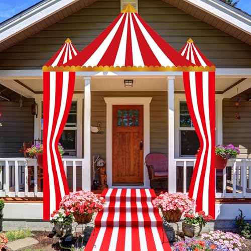 Fanfanwin 4-Piece Striped Circus Tent Decorations Carnival Party Set
