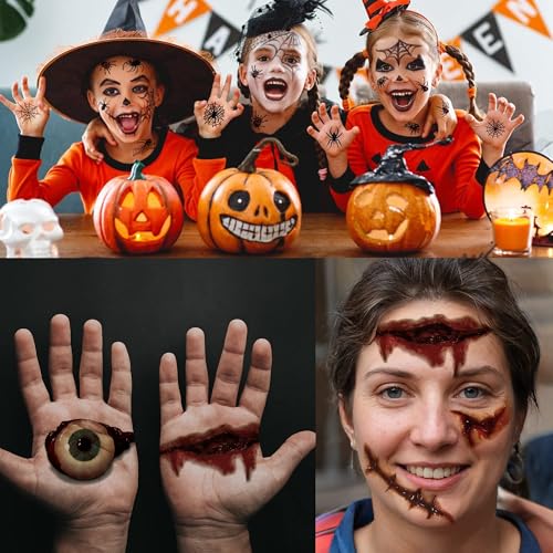 Halloween Wound Simulation Tattoo Stickers - 26 Waterproof Fake Injury Sheets