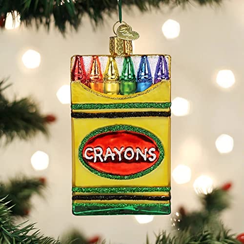 Crayons Glass Blown Christmas Ornament - Handcrafted Holiday Tree Decoration