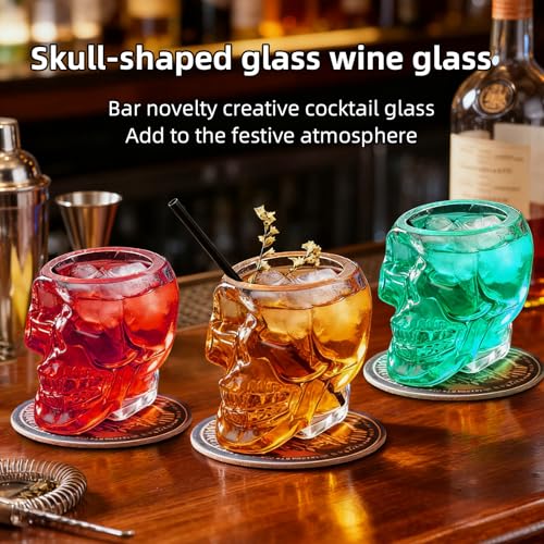 Skull Shot Glasses Set - 3.3 oz Mini Clear Drinking Cups for Halloween Parties - Small / 4
