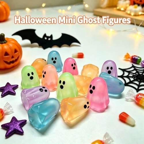 50PCS Glow in Dark Resin Ghost Figurines for Halloween Party Decorations
