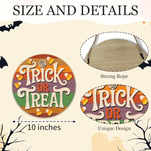 Halloween Hanging Sign Decorations - Trick Or Treat Candy Wreath - Wooden Door Hanger, Indoor Home Decor, Party Supplies - Candy Variation