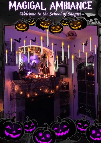 10 White Floating Candles with Wand & AAA Batteries Halloween Decor - Variation of THIS Listing