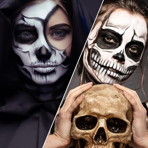 Skeleton Face Paint Kit - Halloween Makeup Set for Kids & Adults, Non-Toxic