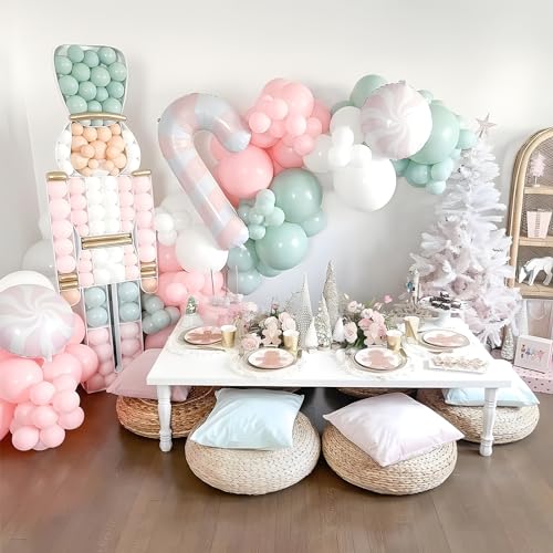 Pink Christmas Balloon Arch Kit 137pcs with Foil Candy Cane & Tree - Xms Pink Variation