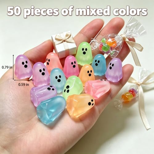 50PCS Glow in Dark Resin Ghost Figurines for Halloween Party Decorations