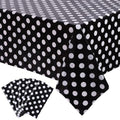 Black Polka Dot Disposable Tablecloth 54x108 Inch - Pack of 5 - Waterproof Party Covers - Variation of THIS listing