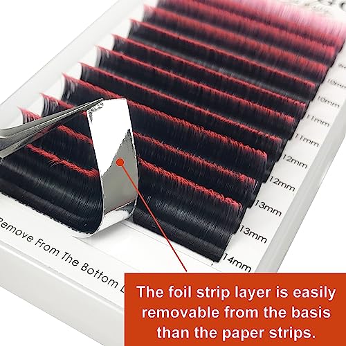 Ombre Orange Red False Eyelash Extensions - C Curl, 15-20mm, Easy Fan, 0.07mm