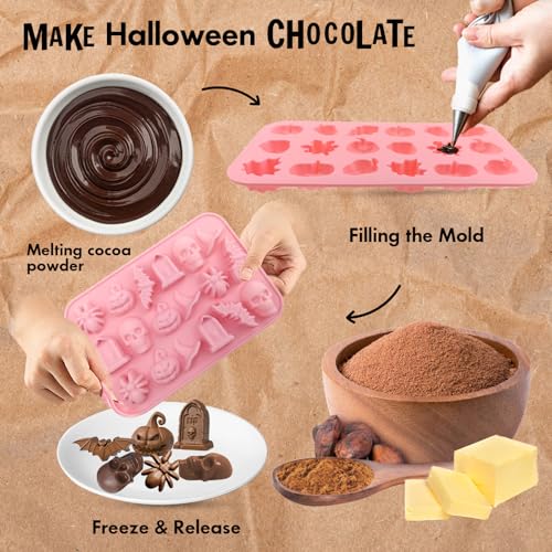 Halloween Silicone Molds 2-Pack with 18 Cavities for Chocolates & Treats
