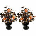 Black Brown Orange Lighted Halloween Table Tree Set - 2 Pack Seasonal Pumpkin Decor