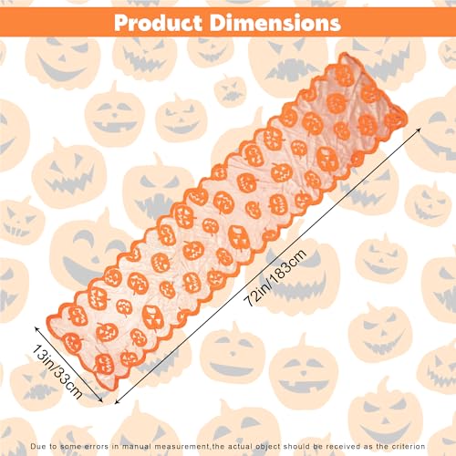 Halloween Pumpkin Lace Table Runner 13x72 Inch for Fall & Holiday Decor