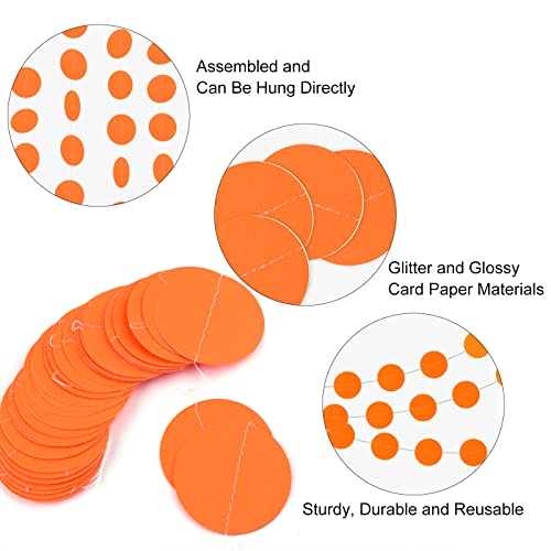 Orange Paper Circle Dots Garland - 4 Pack Party Decorations for Wedding, Birthday & Halloween
