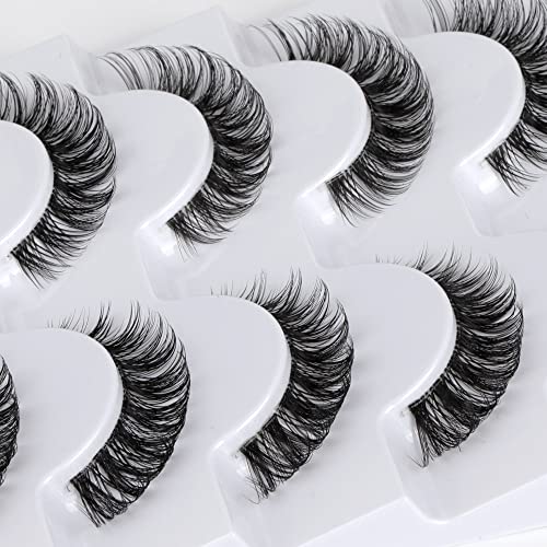 False Eyelashes Wispy Natural C Curl Strip Lashes 13mm Fluffy Cat Eye - 7 Pairs